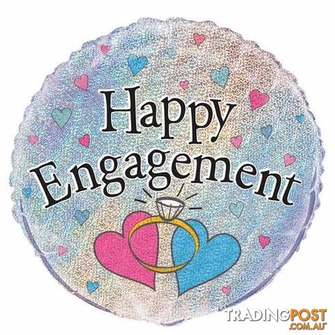 Happy Engagement 45cm (18) Foil Prismatic Balloons Packaged - 011179555215