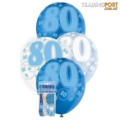 Glitz Blue 6 x 30cm (12) Latex Balloons - 80 - 011179809165