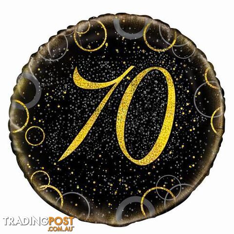 Glitz Gold 70th Birthday 45cm (18) Foil Balloon Packaged - 011179558384