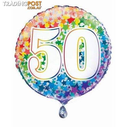 Rainbow Stars 50 45cm (18) Foil Balloon Packaged - 011179557851