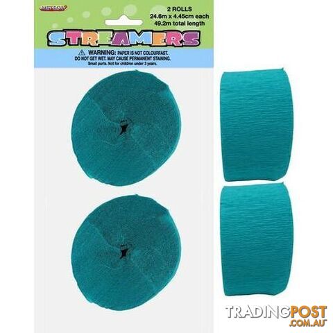 Crepe Streamers Caribbean Teal 2 x 24m (81ft) - 9311965630845