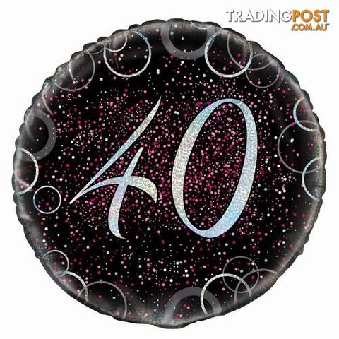 Glitz Pink 40th Birthday 45cm (18) Foil Balloon Packaged - 011179557967