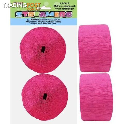 Crepe Streamers Hot Pink 2 x 24m (81ft) - 9311965630739