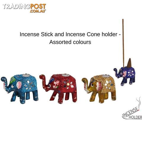 Bling Lucky Elephant with Incense 6cm 6 Assorted - 9319844583923