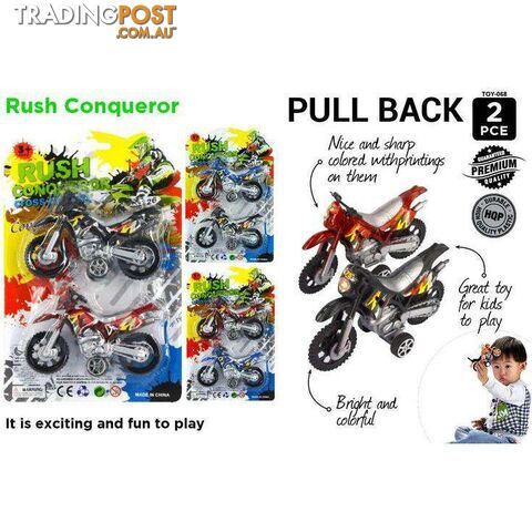 Pull Back Bikes 12cm 2pce - 9315892255973