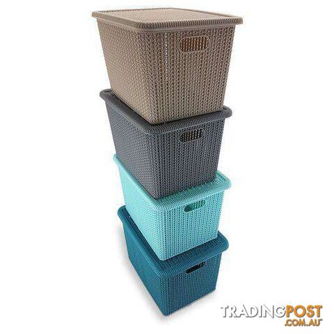 Knitted Basket with Lid 12L 40x26xH15cm - 9328644042431