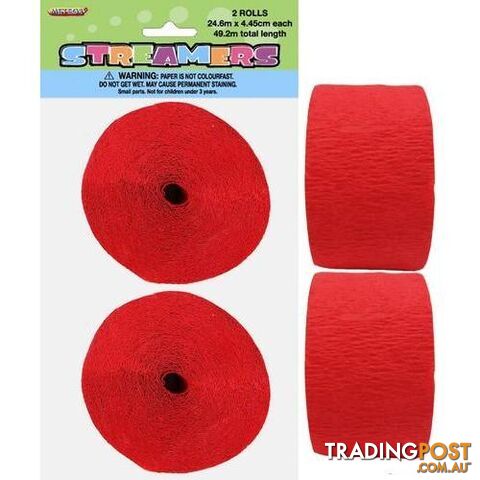 Crepe Streamers Ruby Red 2 x 24m (81ft) - 9311965630760