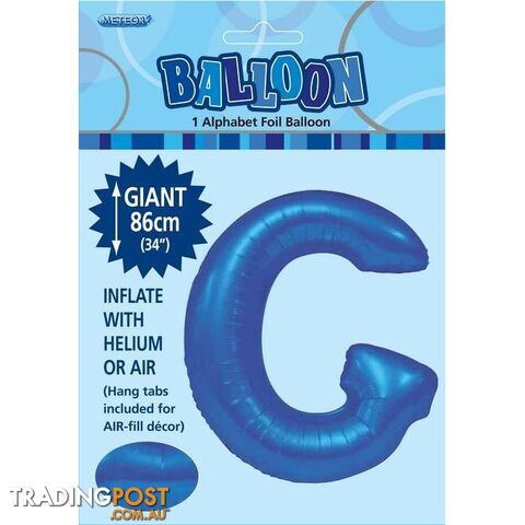 Royal Blue G Alphabet Foil Balloon 86cm (34) - 9311965483762