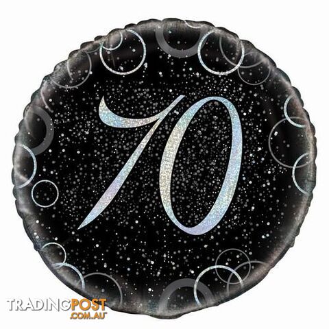 Glitz Silver 70th Birthday 45cm (18) Foil Balloon Packaged - 011179558254