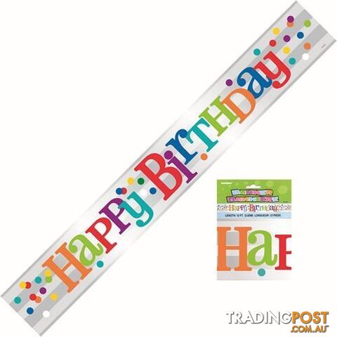 Rainbow Happy Birthday Dots Foil Banner 365m 12 - 011179934003