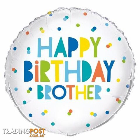 Happy Birthday Brother 45cm (18) Foil Balloon Packaged - 011179540464