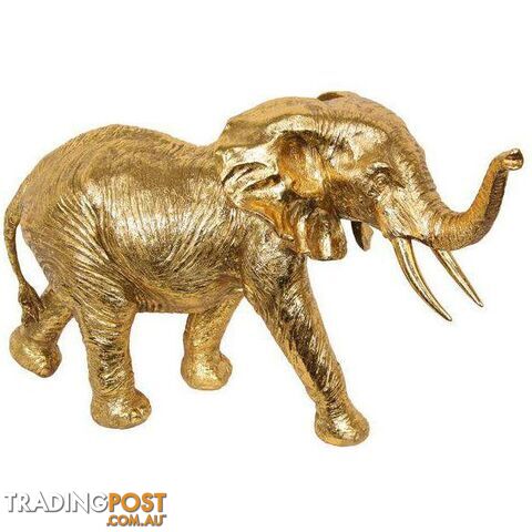 Gold Colour Elephant Statue 54x35cm - 9319844630498