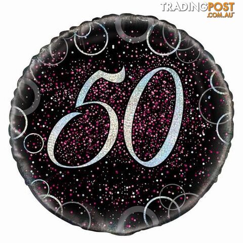 Glitz Pink 50th Birthday 45cm (18) Foil Balloon Packaged - 011179557974