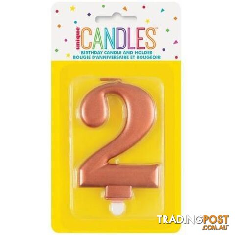 Numeral Candle 2 - Metallic Rose Gold - 011179196227