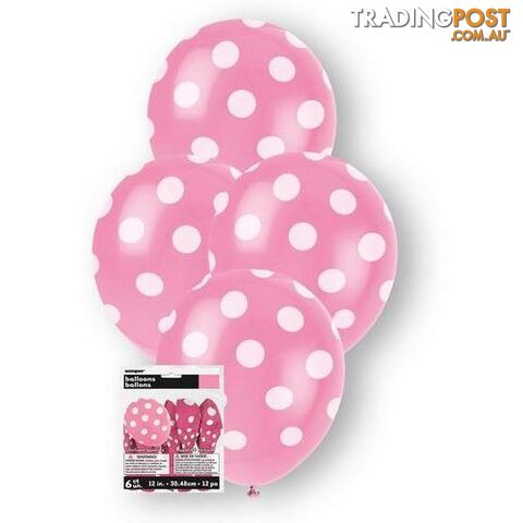 Dots Hot Pink 6 x 30cm (12) Balloons - 9311965575955