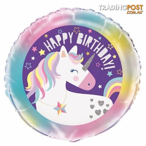 Unicorn Party Happy Birthday 45cm (18) Foil Balloon Packaged - 011179724871