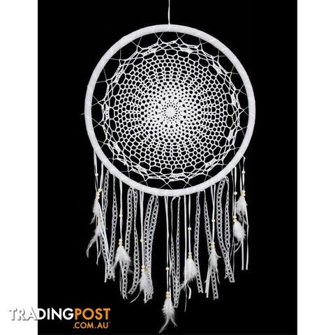 White Crochet Dream Catcher 45cm - 9319844552578