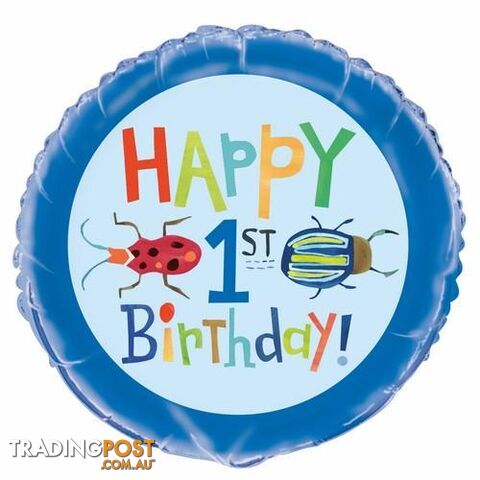 Bug Happy 1st Birthday 45cm (18) Foil Balloon Packaged - 011179733576