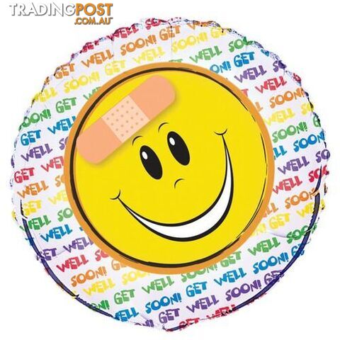 Get Well Smile 45cm (18) Foil Balloon Packaged - 011179522118