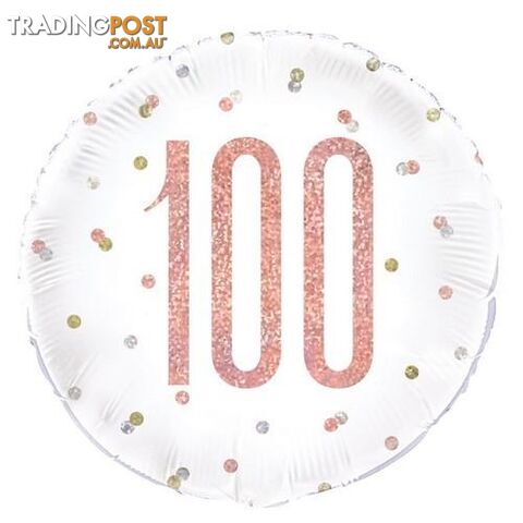 Rose Gold 100 45cm (18) Foil Prismatic Balloons Packaged - 011179849109