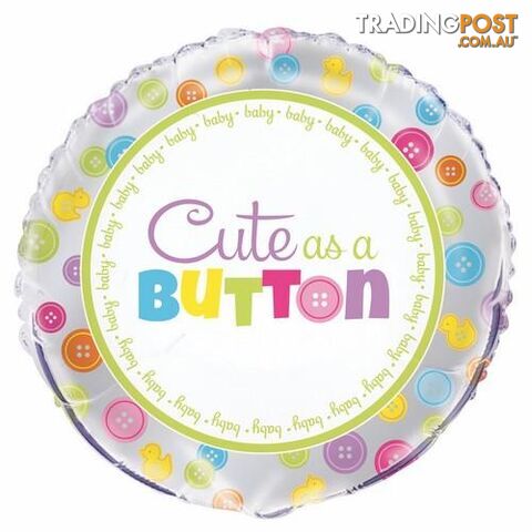 Cute As A Button 45cm (18) Foil Balloon Packaged - 011179539680