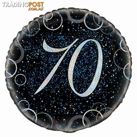 Glitz Blue 70th Birthday 45cm (18) Foil Balloon Packaged - 011179558124