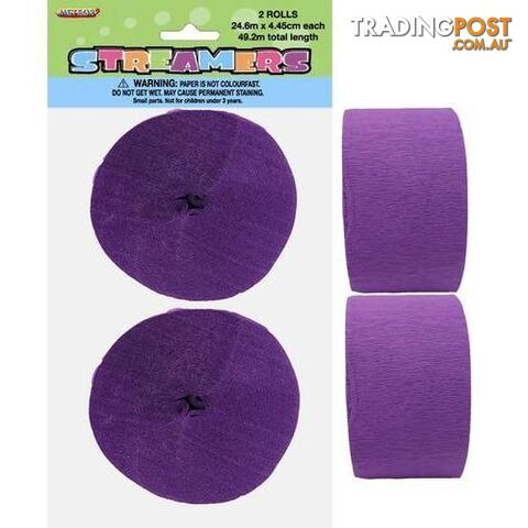 Crepe Streamers Pretty Purple 2 x 24m (81ft) - 9311965630838