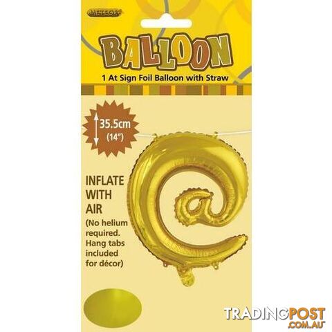 Gold @ Alphabet Foil Balloon 35cm (14) - 9311965446798