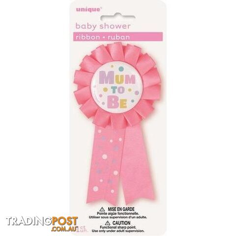 Mum To Be Award Ribbon Pink - 011179139170