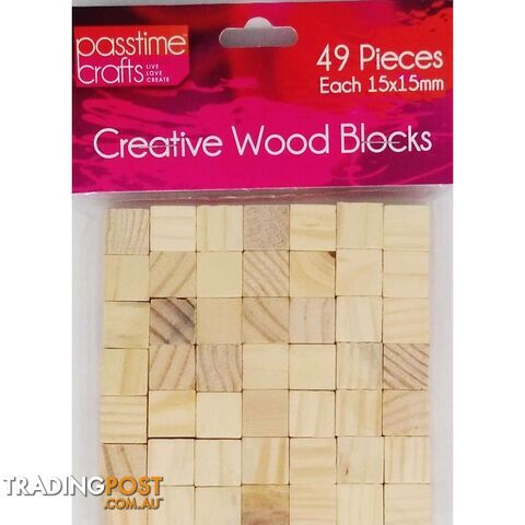 Creative Wooden Blocks 15x15mm 49 Pack - 9348291002954
