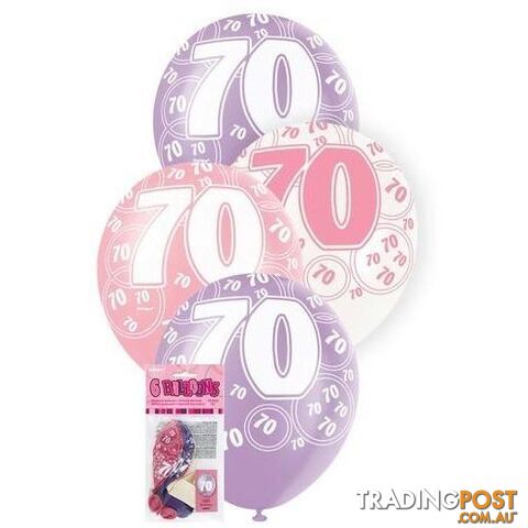 Glitz Pink 6 x 30cm (12) Latex Balloons - 70 - 011179808793 - photo 1 of 1