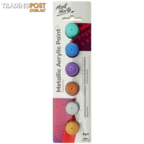 Mont Marte 3.6ml Metallic Acrylic Paints 6pcs - 9328577034961