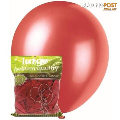 Cherry Red - 100 x 30cm (12) Metallic Balloons - 9311965012696