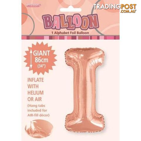 Rose Gold I Alphabet Foil Balloon 86cm (34) - 9311965429289