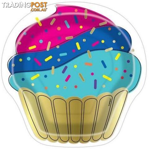 Dots Cupcake 10 x 20cm (8) Foil Stamped Cupcake Shaped Paper Plates - 9311965963677