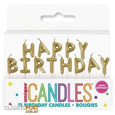 Gold Happy Birthday 13 Pick Candles - 011179199952
