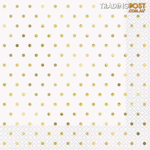 Foil Stamped Mini Dots Gold 16 Luncheon Napkins 2ply 33cm x 33cm (13 x 13) -...