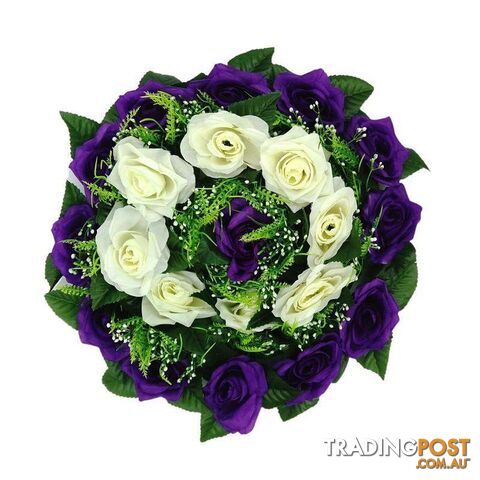 Artificial Flowers Wreath White & Purple Lge 35cm - 800325