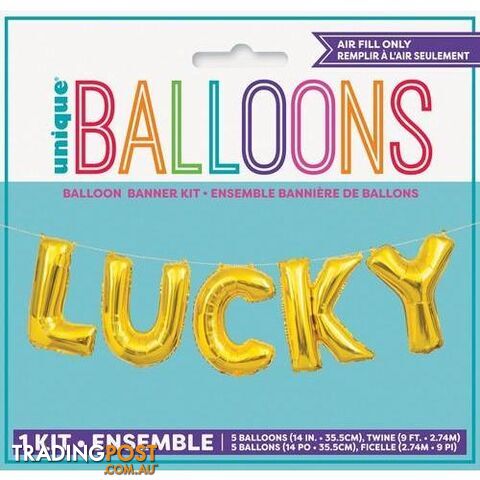 Lucky Gold 35.5cm (14) Foil Letter Balloon Kit - 011179659272