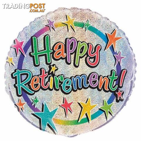 Happy Retirement 45cm (18) Foil Prismatic Balloons Packaged - 011179555437