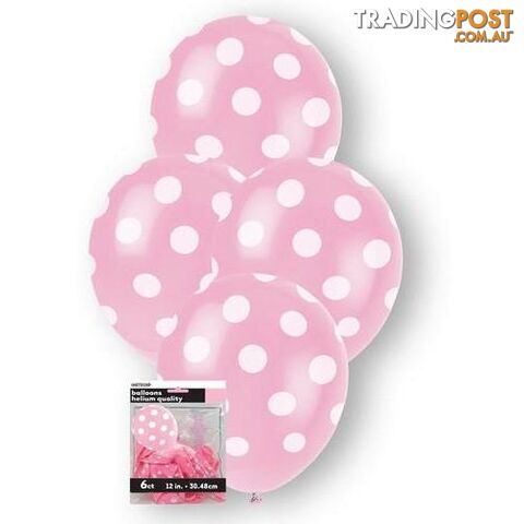 Dots Lovely Pink 6 x 30cm (12) Balloons - 9311965576006