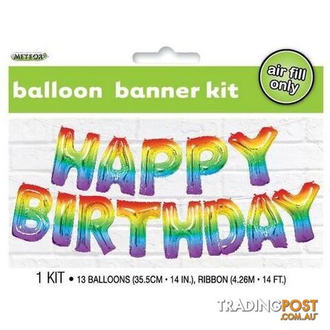 Happy Birthday Rainbow 35.5cm (14) Foil Letter Balloon Kit - 9311965754633