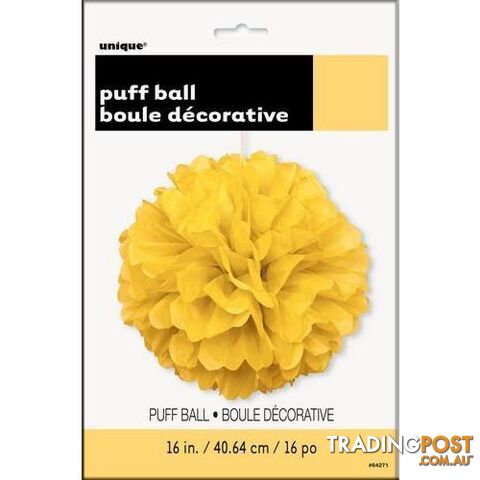 Puff Ball Decor Sunflower Yellow 40cm (16) - 011179642717