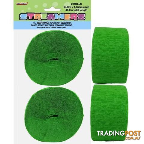 Crepe Streamers Lime Green 2 x 24m (81ft) - 9311965630746