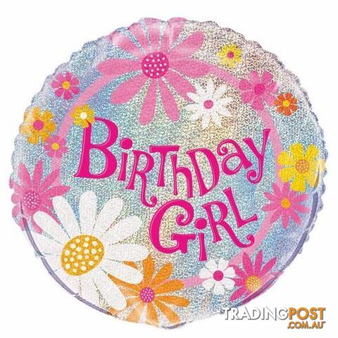 Birthday Girl 45cm (18) Foil Prismatic Balloons Packaged - 011179555178