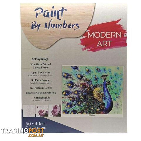 Paint By Numbers Peacock with Frame 40x50cm - 800525