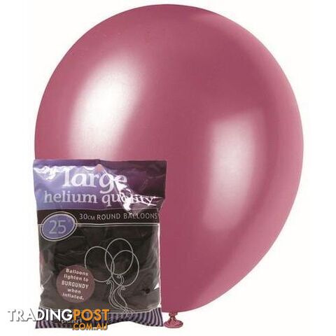 Burgundy - 25 x 30cm (12) Pearl Balloons - 9311965025856