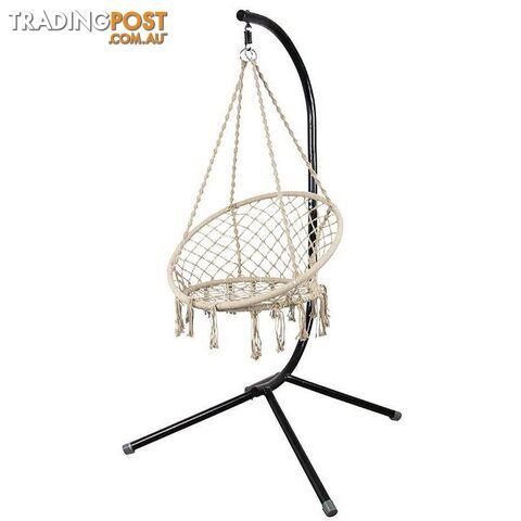 Macrame White Chair With Stand - 9333527605733