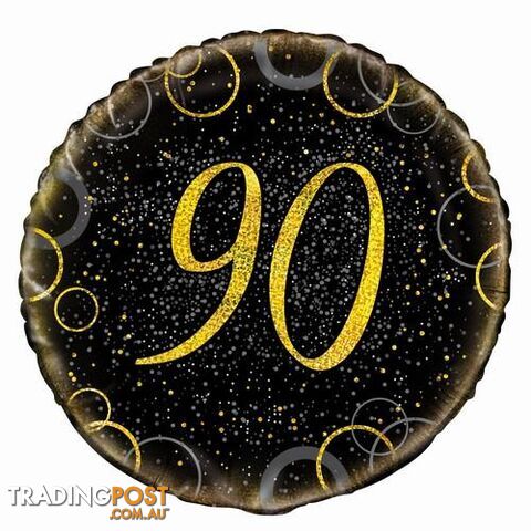 Glitz Gold 90th Birthday 45cm (18) Foil Balloon Packaged - 011179558407