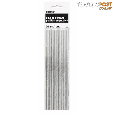 Silver Foil 10 Paper Straws - 011179629008